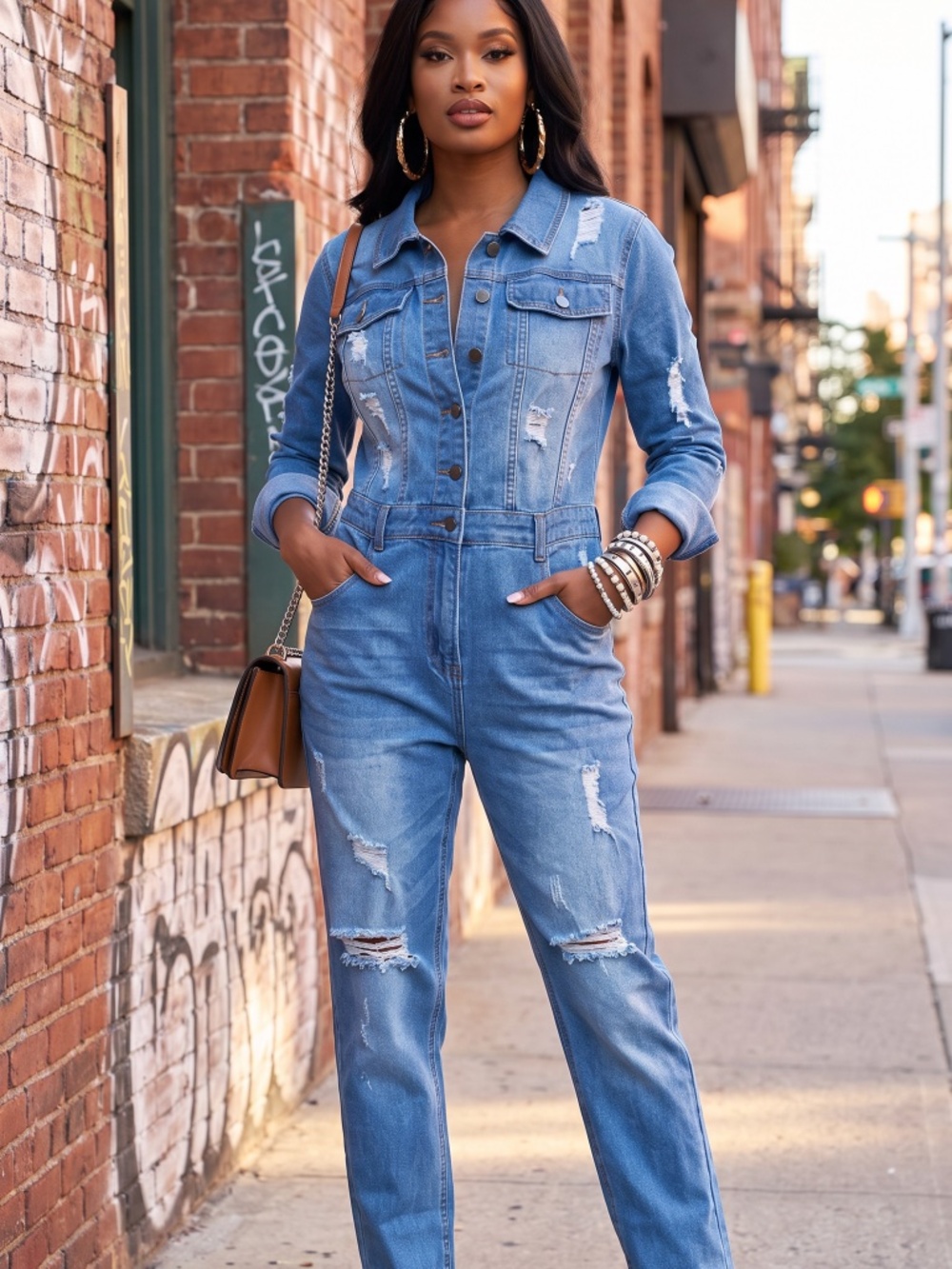 Denim Jumpsuit Distressed